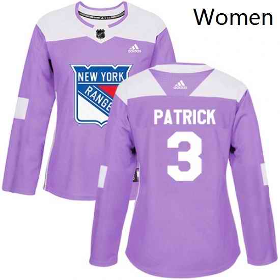 Womens Adidas New York Rangers 3 James Patrick Authentic Purple Fights Cancer Practice NHL Jersey